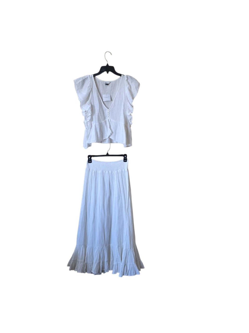 American Eagle Outfitters White Ruffle Tiered Maxi Skirt Set - Picture 11 of 13